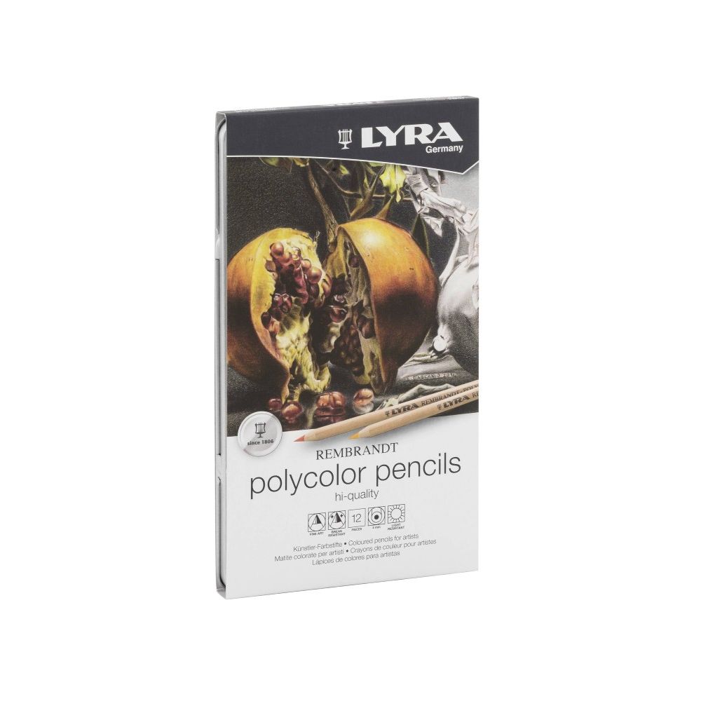 Цветни моливи LYRA Rembrandt Polycolor, метална кутия, 12 цвята