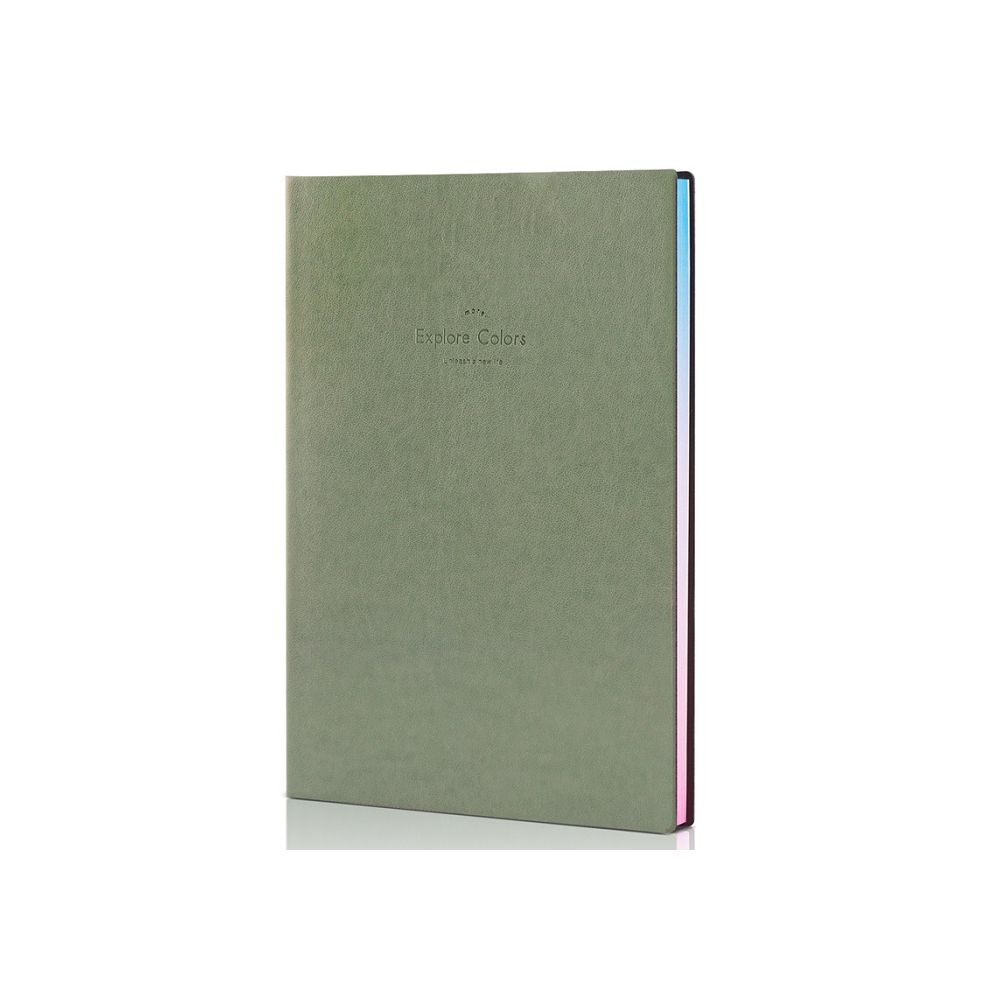 Бележник Deli Еxplore Colors 22246, A5, 112 л., линиран офсет шамоа 80 г, ECO кожа, зелен