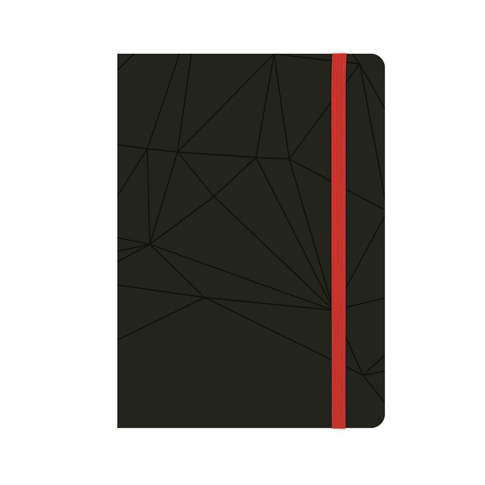 Бележник LASTVA Black, A5, 96 л., линиран офсет 80 г, термо PU корица, черен, червен ластик