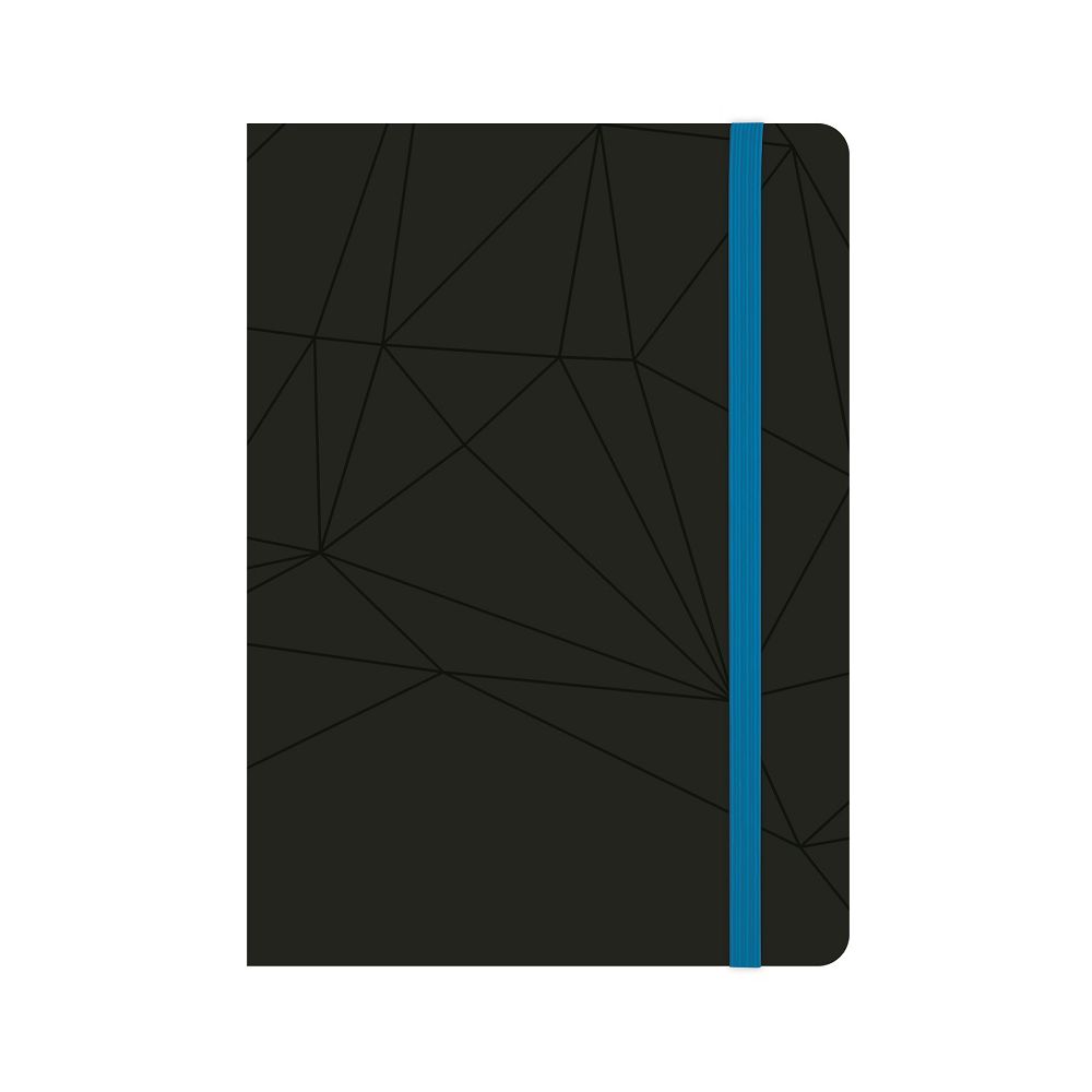 Бележник LASTVA Black, A5, 96 л., линиран офсет 80 г, термо PU корица, черен, син ластик