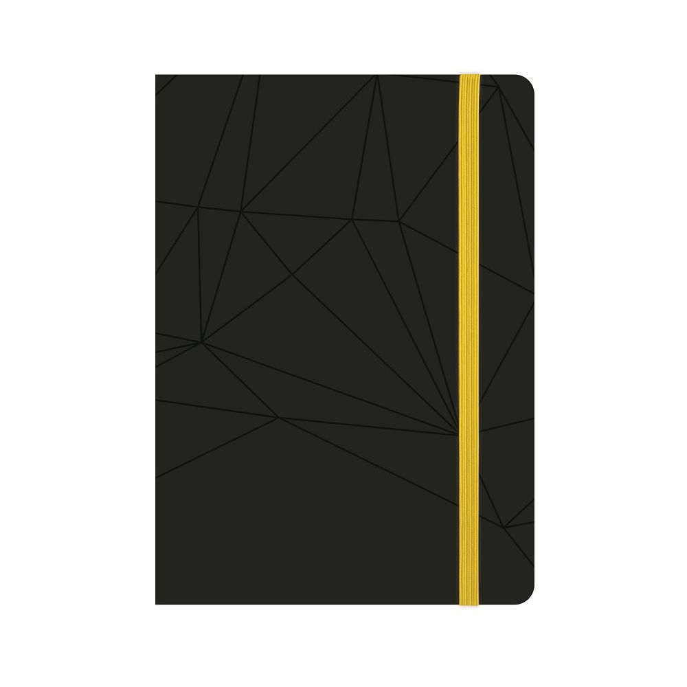 Бележник LASTVA Black, A5, 96 л., линиран офсет 80 г, термо PU корица, черен, жълт ластик