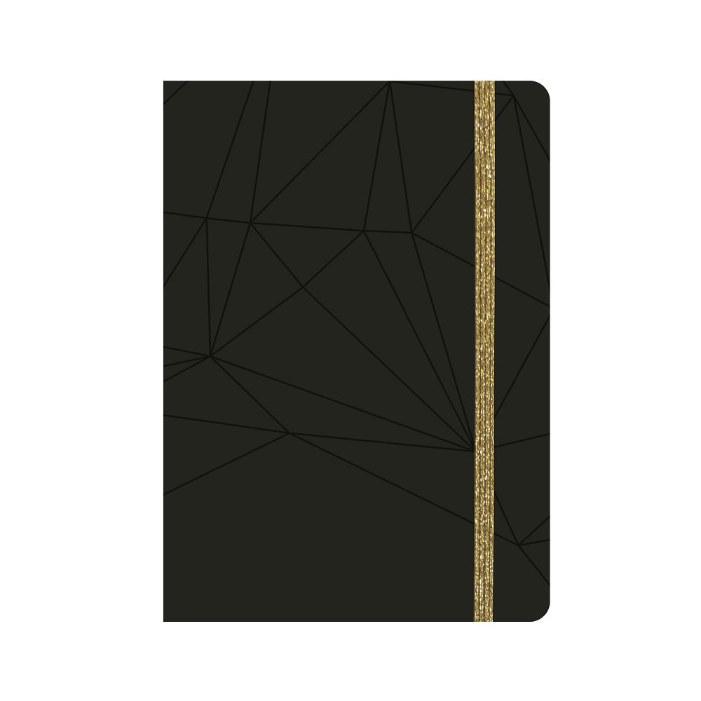 Бележник LASTVA Black, A5, 96 л., линиран офсет 80 г, термо PU корица, черен, златен ластик