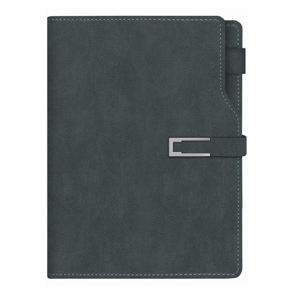 Бележник LASTVA Detroit, B5, 112 л., линиран шамоа офсет 80 гр, термо PU корици, с магнит, сив