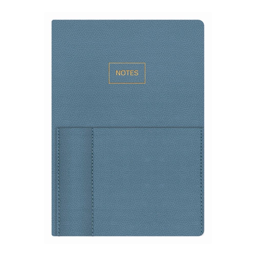 Бележник LASTVA Kent, A5, 96 л., линиран офсет 80 г, термо PU корица, външен джоб, син