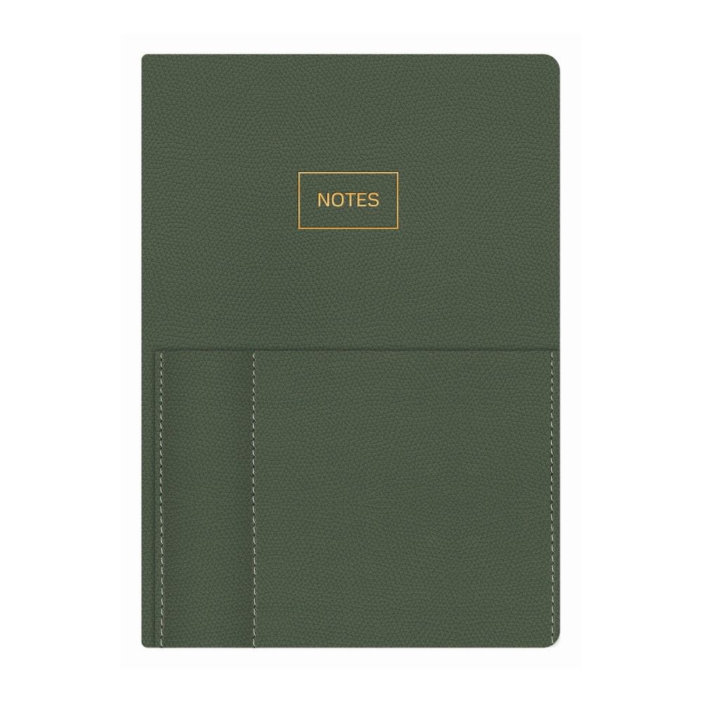 Бележник LASTVA Kent, A5, 96 л., линиран офсет 80 г, термо PU корица, външен джоб, зелен