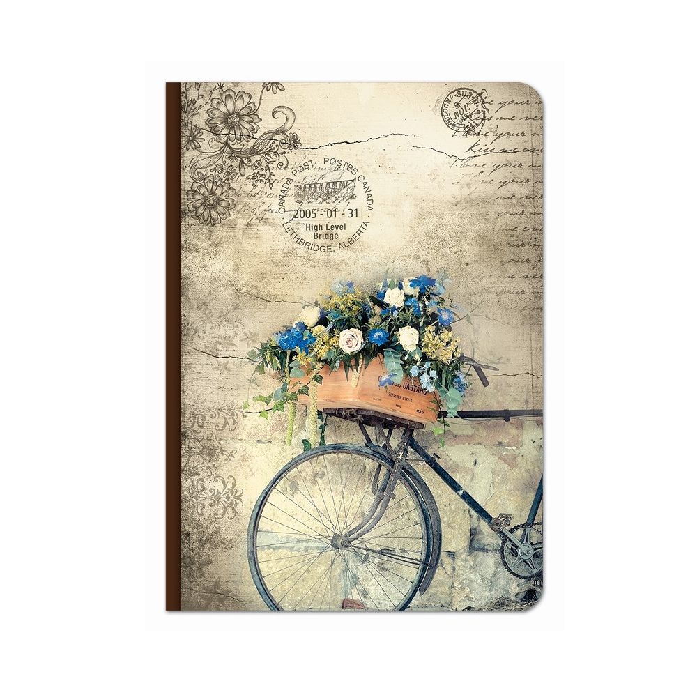 Бележник LASTVA Retro Media, A5, 104 л., линиран шамоа офсет 80 г, дървена корица, дизайн Колело