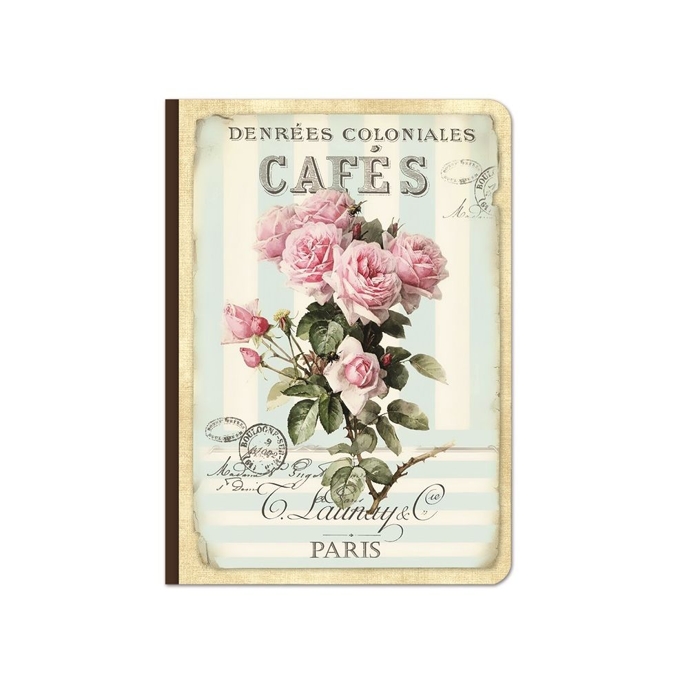 Бележник LASTVA Retro Media, A5, 104 л., линиран шамоа офсет 80 г, дървена корица, дизайн Рози