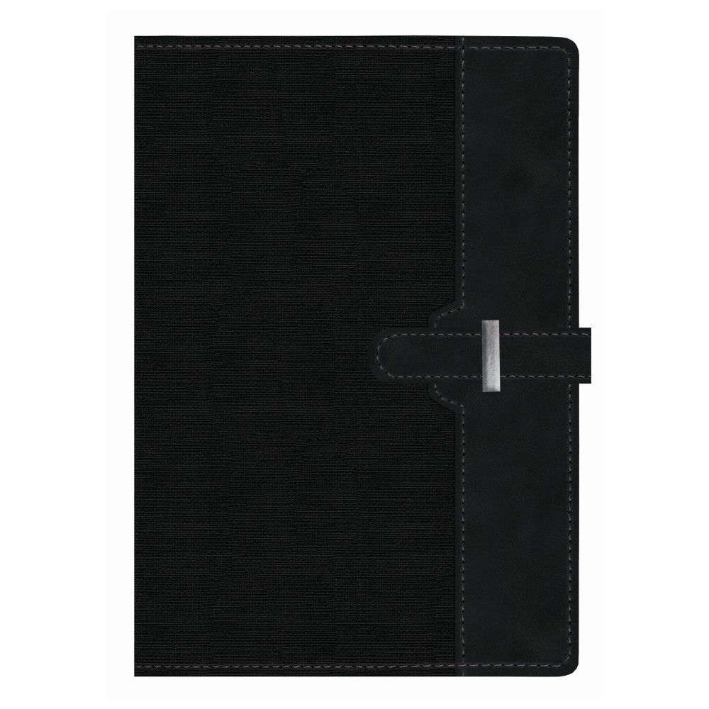 Бележник с катарама LASTVA Prisma, B5, 112 л., линиран шамоа офсет 80 г, термо PU корица, черен