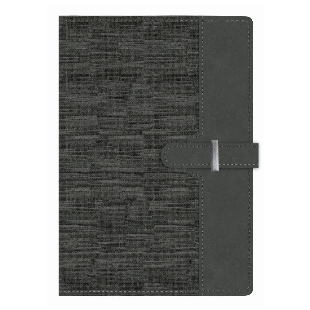 Бележник с катарама LASTVA Prisma, B5, 112 л., линиран шамоа офсет 80 г, термо PU корица, сив