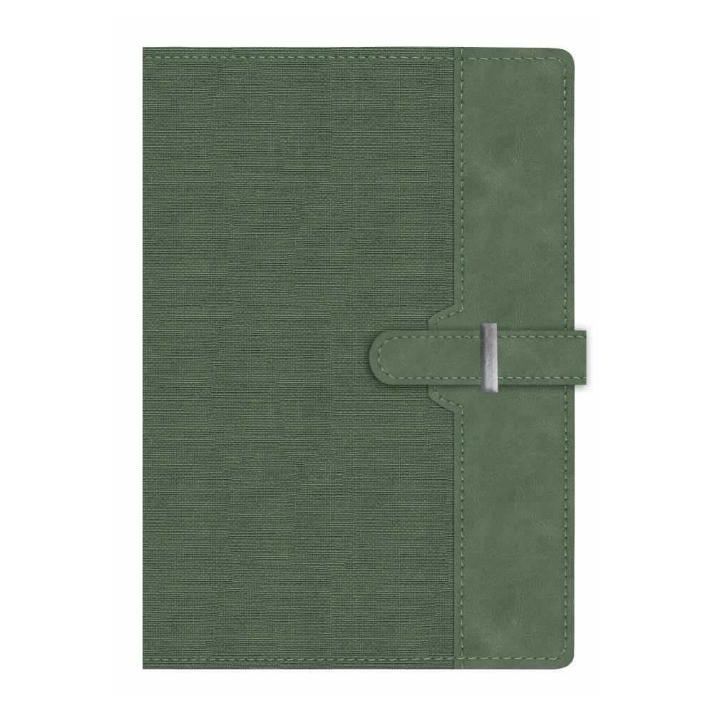 Бележник с катарама LASTVA Prisma, B5, 112 л., линиран шамоа офсет 80 г, термо PU корица, зелен