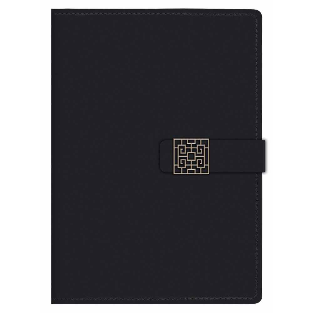 Бележник с копче LASTVA Carmen, B5, 112 л., линиран шамоа офсет 80 г, термо PU корици, черен