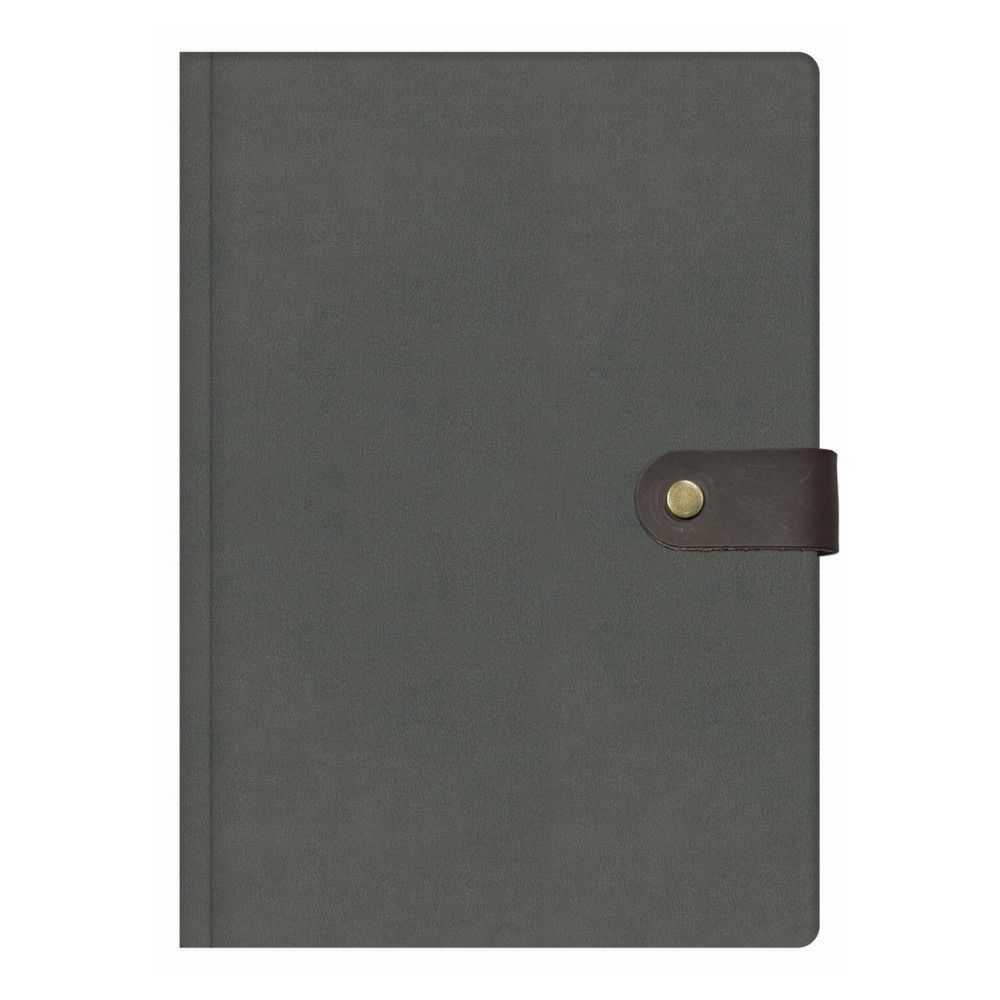 Бележник с копче LASTVA Vegas, B5, 112 л., линиран шамоа офсет 80 г, термо PU корица, сив