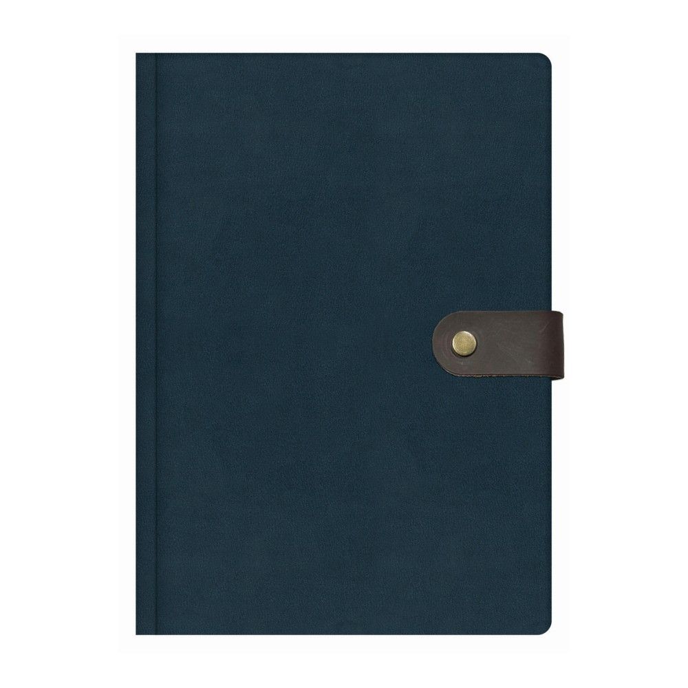 Бележник с копче LASTVA Vegas, B5, 112 л., линиран шамоа офсет 80 г, термо PU корица, тъмносин