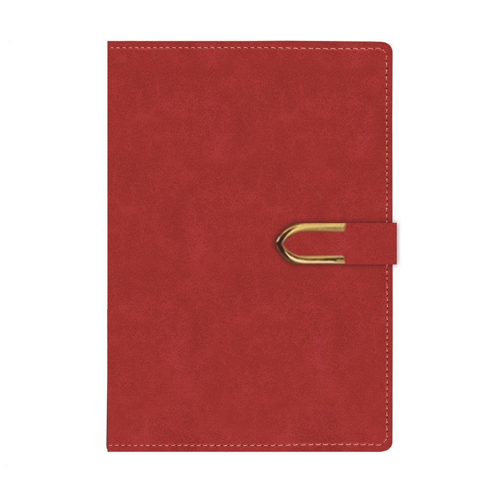 Бележник с копче LASTVA Verdi, A5, 104 л., линиран шамоа офсет 80 г, термо PU корица, червен