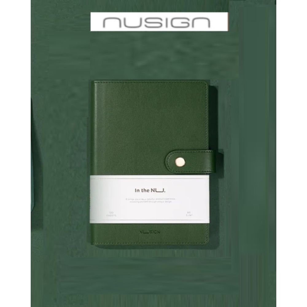 Бележник с копче Nusign NS299, А5, 120 л., линиран шамоа офсет 80 г, корица ECO кожа, зелен Бележник с копче Nusign NS299, А5, 120 л., линиран шамоа офсет 80 г, корица ECO кожа, зелен