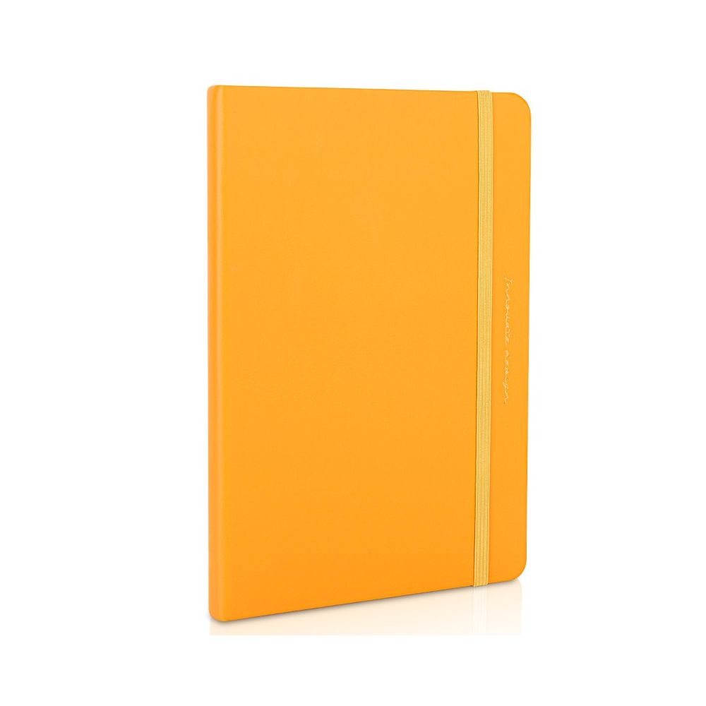 Бележник с ластик Deli Innovate 22295, A5, 96 л., линиран офсет шамоа 80 г, ECO кожа, оранжев