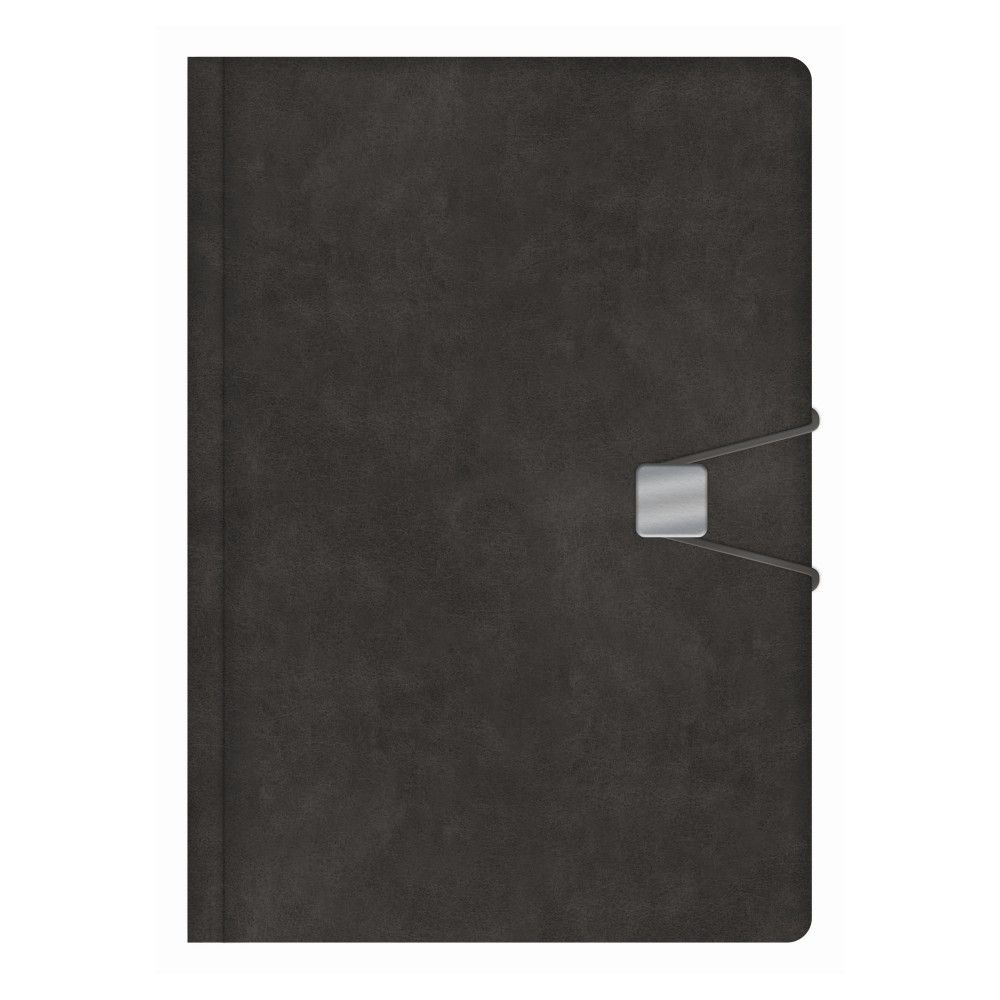 Бележник със закопчаване LASTVA Spark, A5, 104 л., линиран шамоа офсет 80 г, термо PU корица, сив