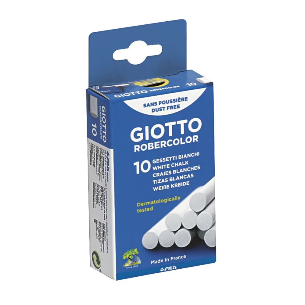 Безпрахови тебешири GIOTTO Robercolor, ф 10 мм, 80 мм, 10 бр., бели, за кука