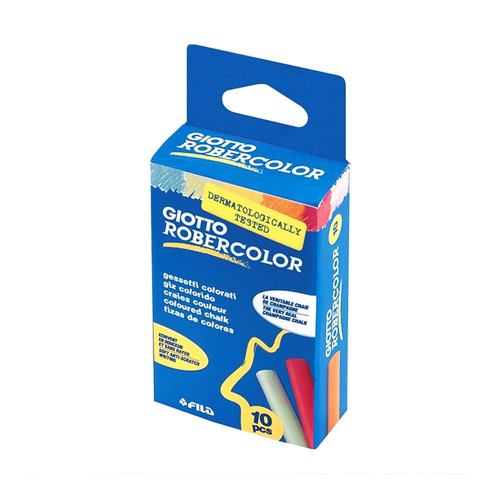 Безпрахови тебешири GIOTTO Robercolor, ф 10 мм, 80 мм, 10 цвята, за кука