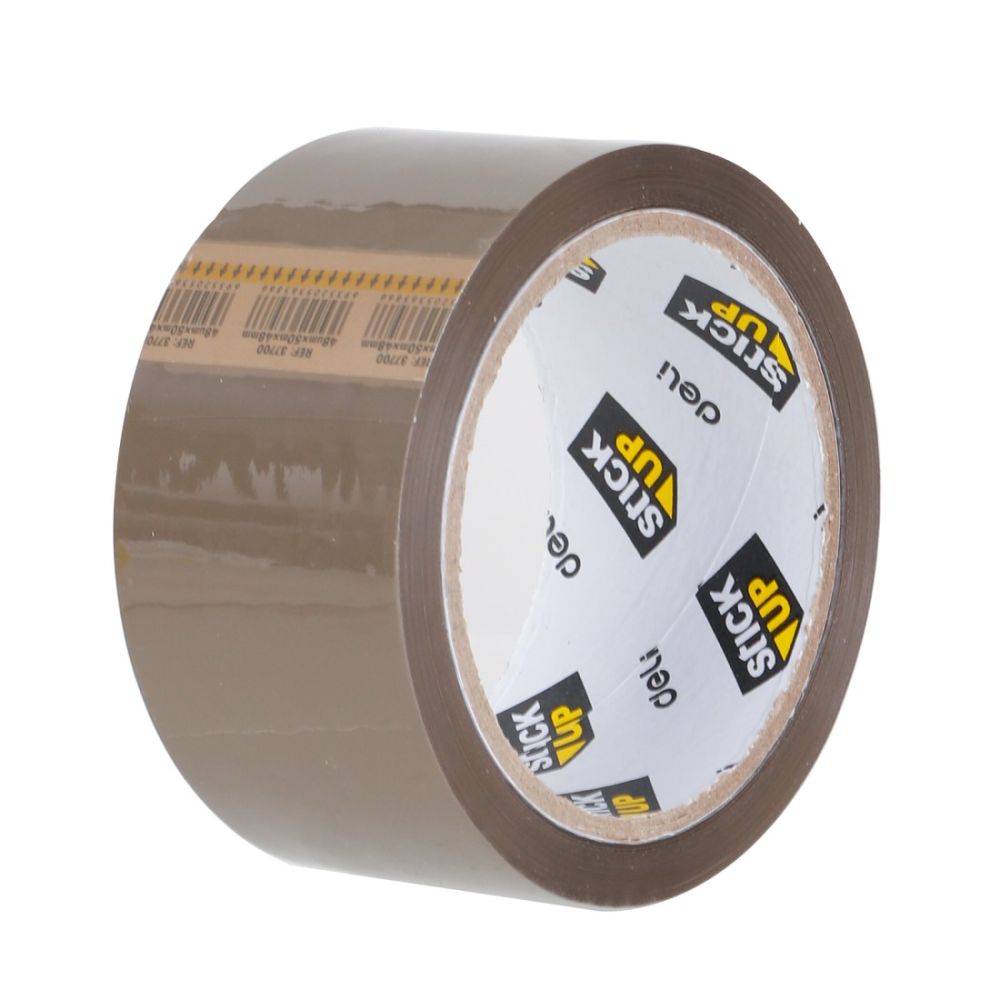 Безшумна опаковъчна лента Deli Stick Up E37700, акрилна, кафява, 50 mic, 48 мм х 50 м