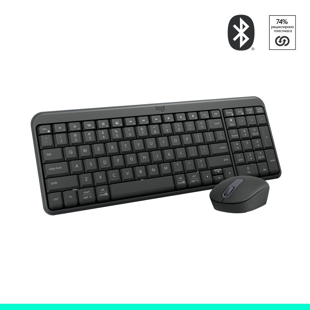 Безжичен комплект клавиатура и мишка Logitech MK250, USB, кирилизирана, графитена