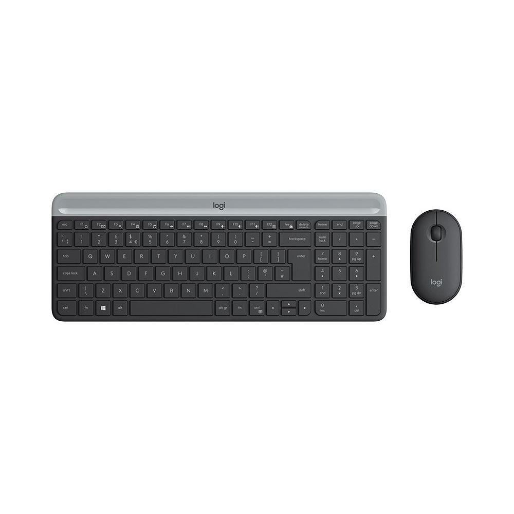 Безжичен комплект клавиатура и мишка Logitech, MK470, USB, графитена