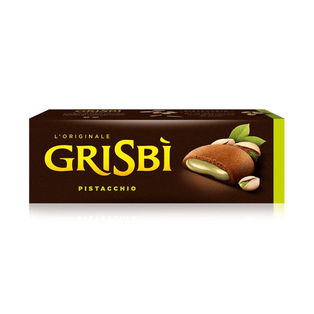 Бисквити GRISBI Pistachio, с крем шам фъстък, кутия 135 г