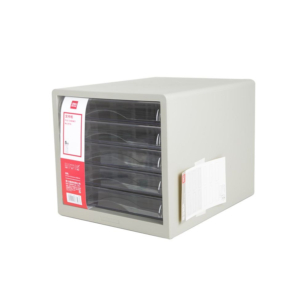 Бокс с 5 чекмеджета Deli Simpli E9775, 275x340x260 мм, PP+ GPPS, сив