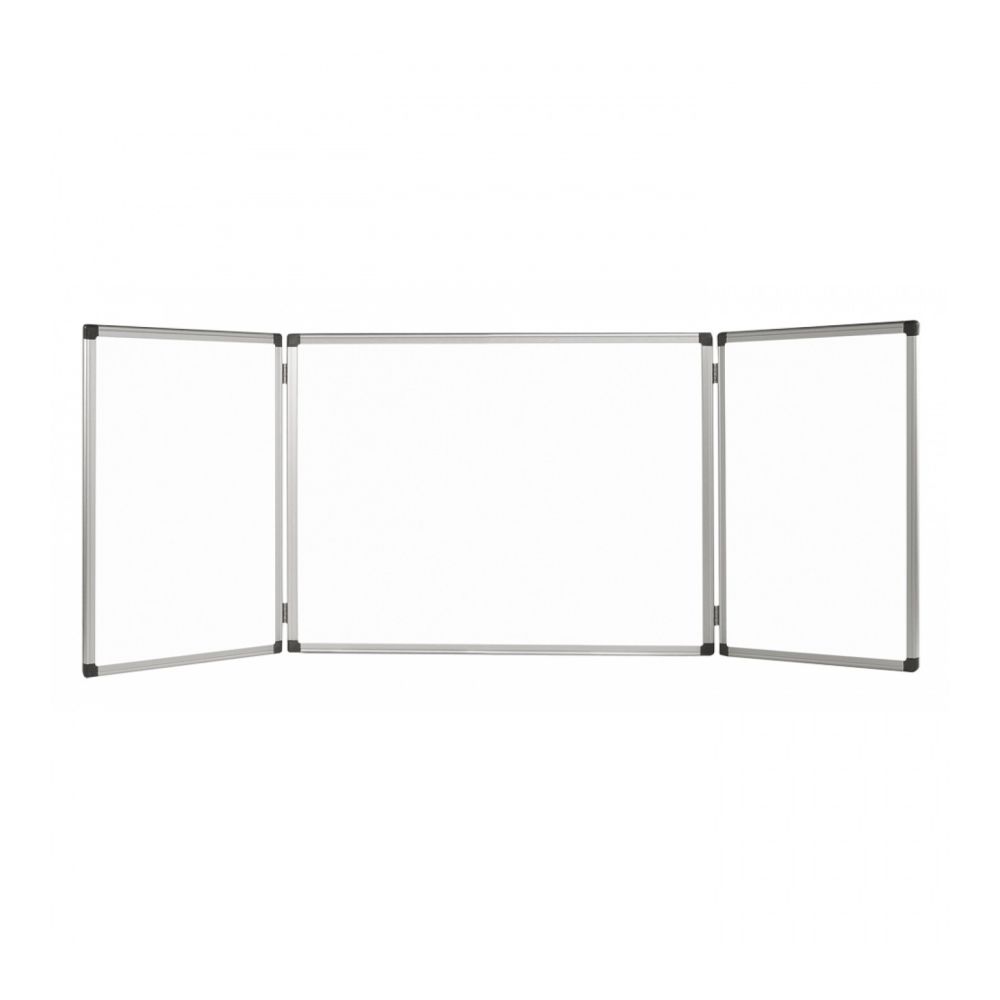 Бяла дъска с 3 панела Bi-Office Maya Trio, 3600х1200 мм, сгъната 1800х1200 мм, алуминиева рамка