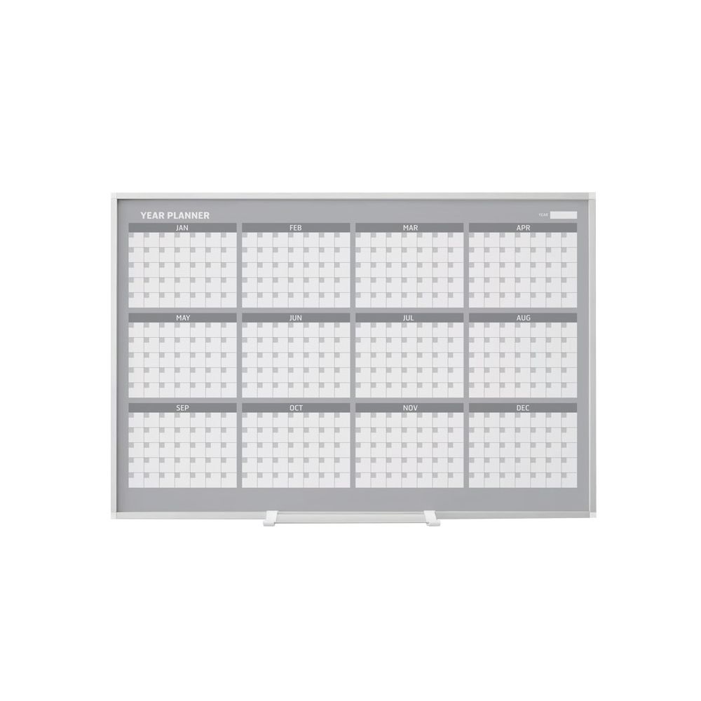 Бяла магнитна дъска Bi-Office, годишен планер, 900x600 мм