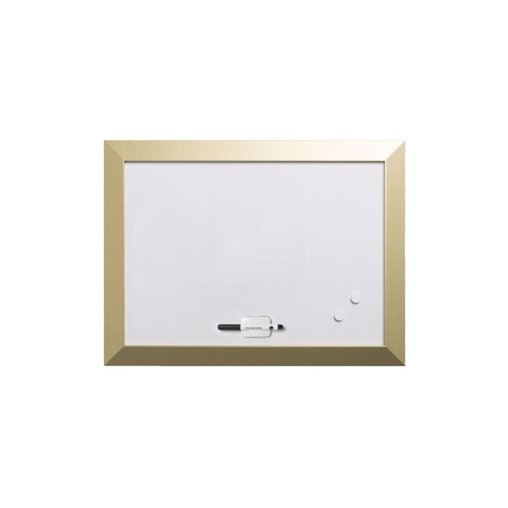Бяла магнитна дъска Bi-Office KAMASHI Gold, 900х600 мм, златиста широкопрофилна рамка
