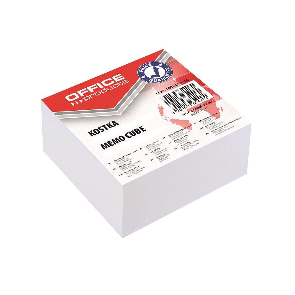 Бяло кубче OFFICE PRODUCTS, 85х85 мм, 400 л, офсет, подлепено, фолирано