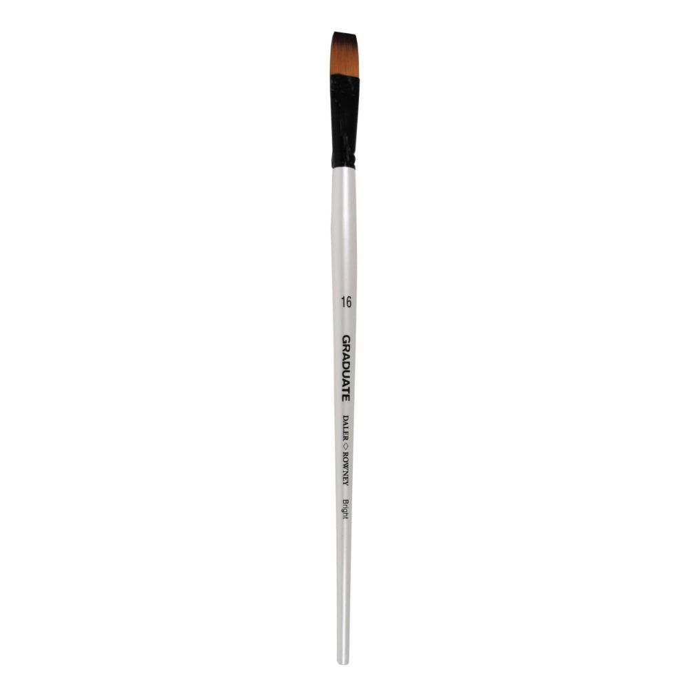 Четка за рисуване DALER-ROWNEY Graduate Synthetic Bright №16, плоска, дълга дръжка, изкуствен косъм