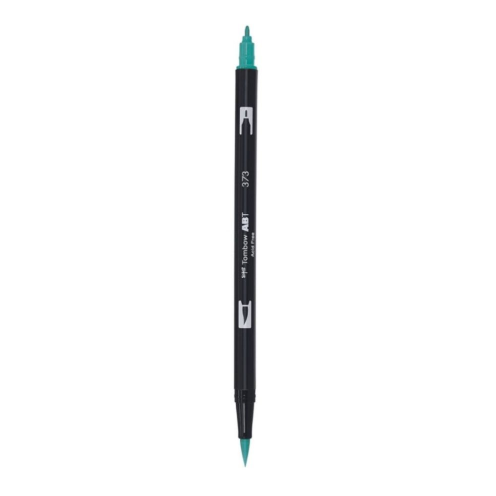 Aкварелен двувърх маркер Tombow ABT Dual Brush, четка 3.5 мм, връх 0.8 мм, 373 sea blue