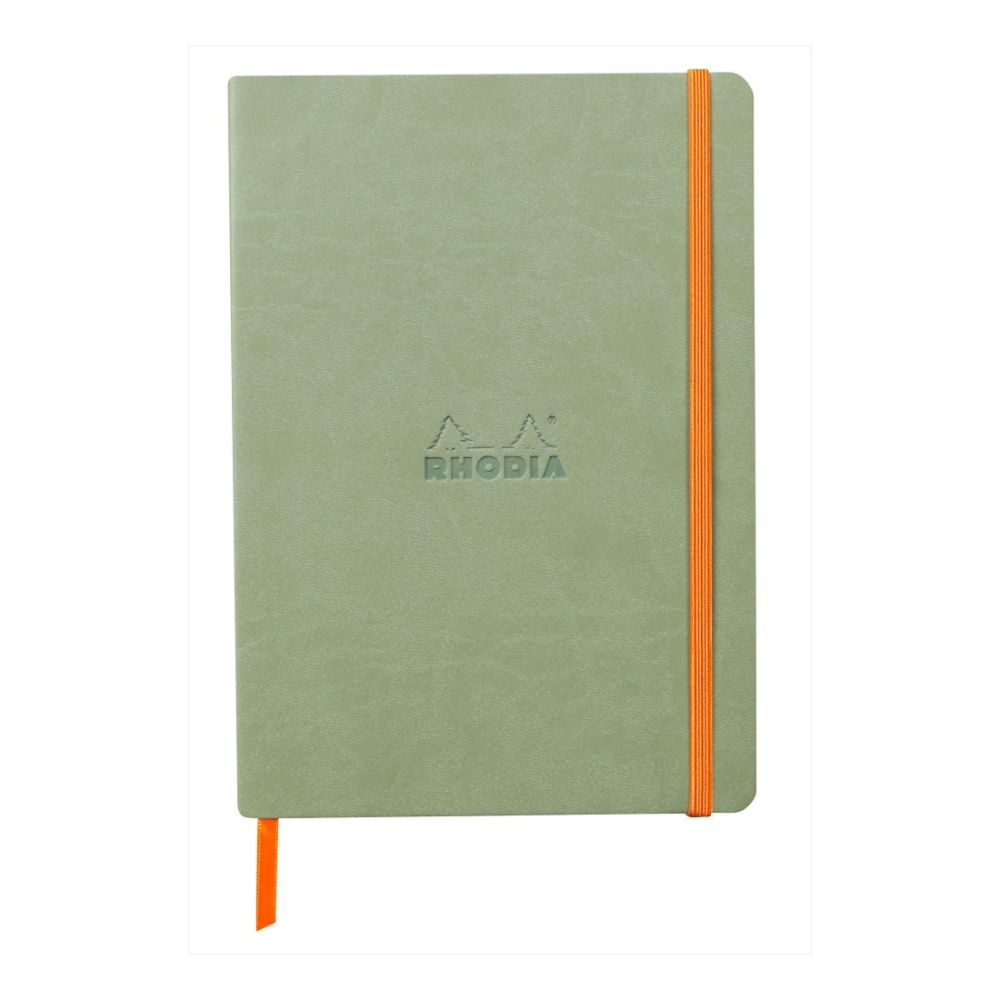 Бележник RHODIA Rhodiarama, A5, 80 л., редове, хартия шамоа 90 г, меки PU корици, селадон Бележник RHODIA Rhodiarama, A5, 80 л., редове, хартия шамоа 90 г, меки PU корици, селадон