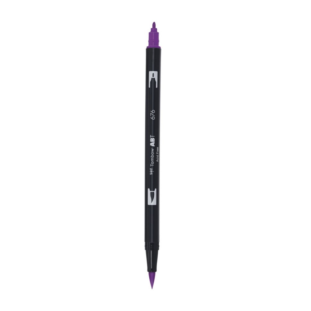 Aкварелен двувърх маркер Tombow ABT Dual Brush, четка 3.5 мм, връх 0.8 мм, 676 royal purple Aкварелен двувърх маркер Tombow ABT Dual Brush, четка 3.5 мм, връх 0.8 мм, 676 royal purple