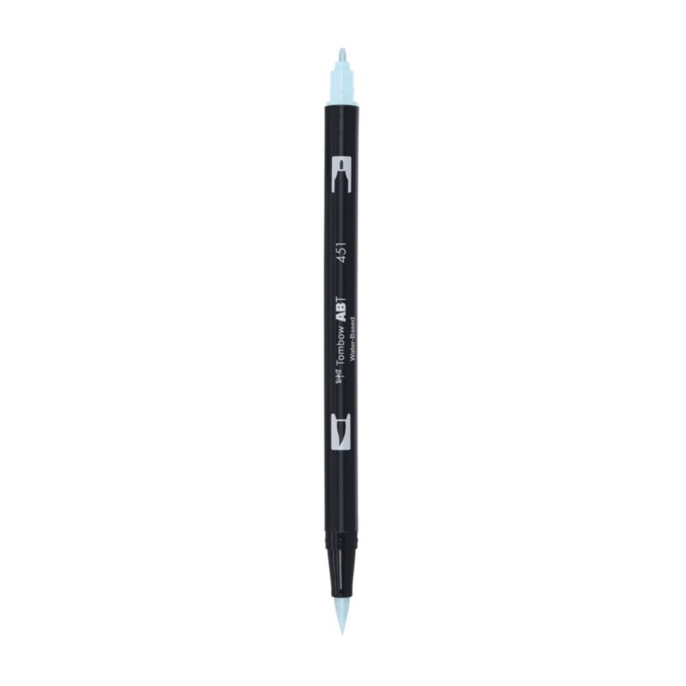 Aкварелен двувърх маркер Tombow ABT Dual Brush, четка 3.5 мм, връх 0.8 мм, 451 sky blue