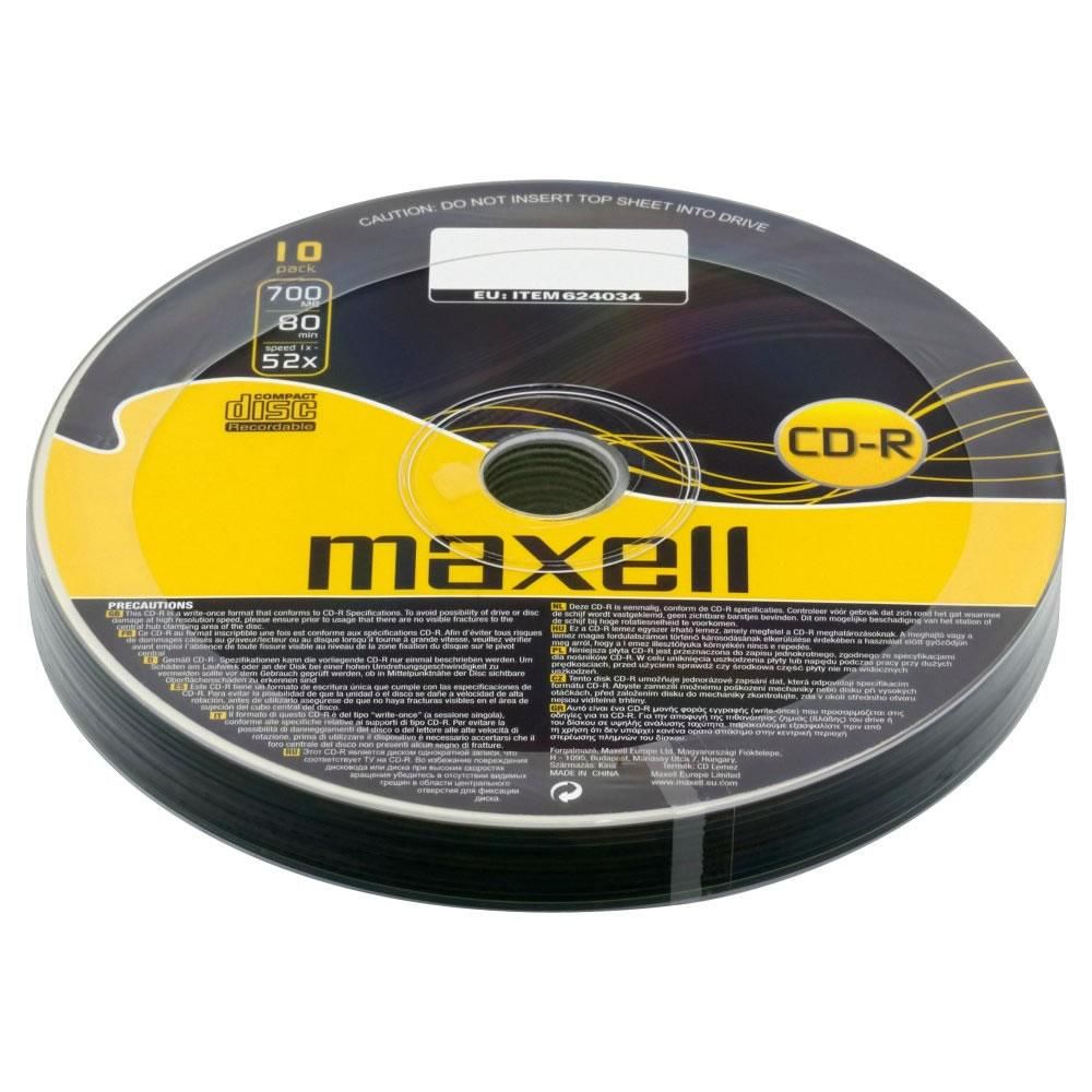 CD-R Maxell 700MB, 1x-4x, опаковка 10 бр.