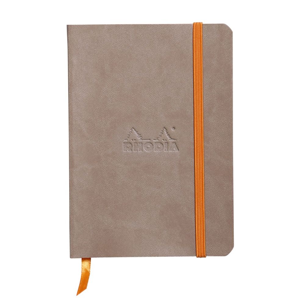 Джобен бележник RHODIA Rhodiarama, A6, 72 л., редове, хартия шамоа 90 г, меки PU корици, сивокафяв