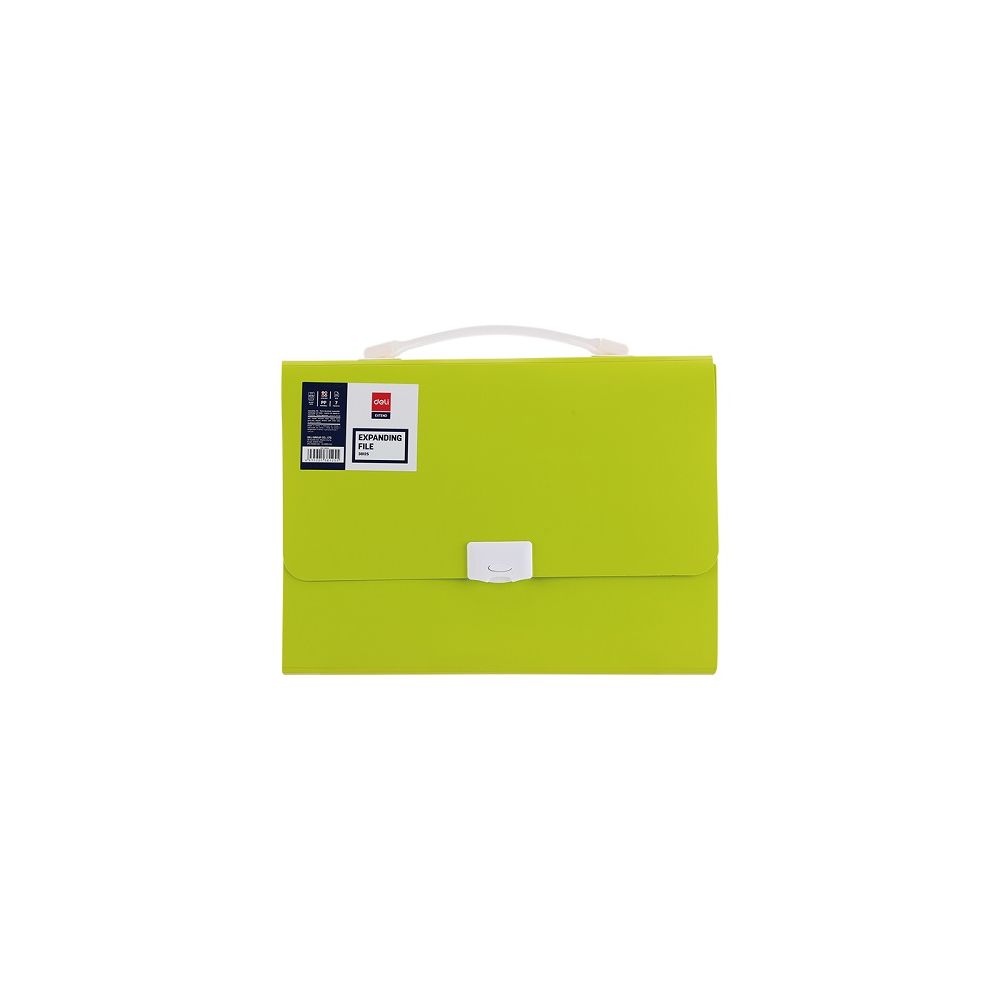 Чанта за документи Deli Rio, E38125, 7 отделения и индекси, PP, зелена