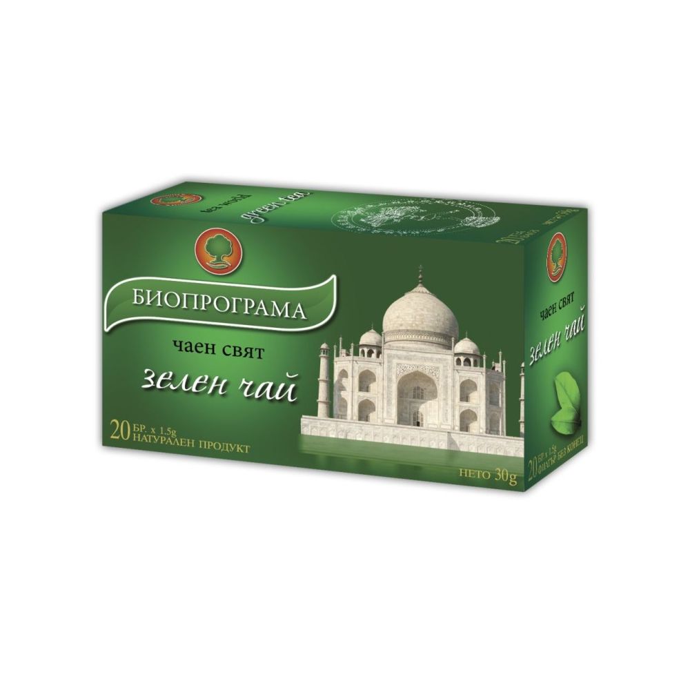 Чай Биопрограма Зелен, кутия 20 бр.х 1.5 г