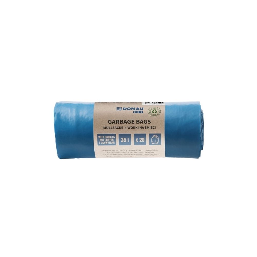 Чували за смет с дръжки DONAU ECO, LDPE 25 mic, 35 л, сини, 20 бр.