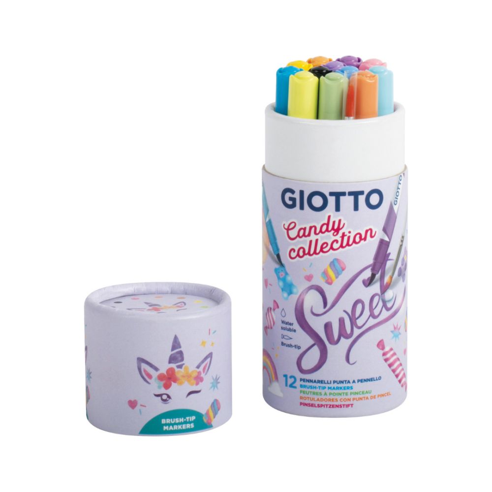 Акварелни маркери-четка GIOTTO Turbo Soft Brush Candy Collection, 12 цвята Акварелни маркери-четка GIOTTO Turbo Soft Brush Candy Collection, 12 цвята