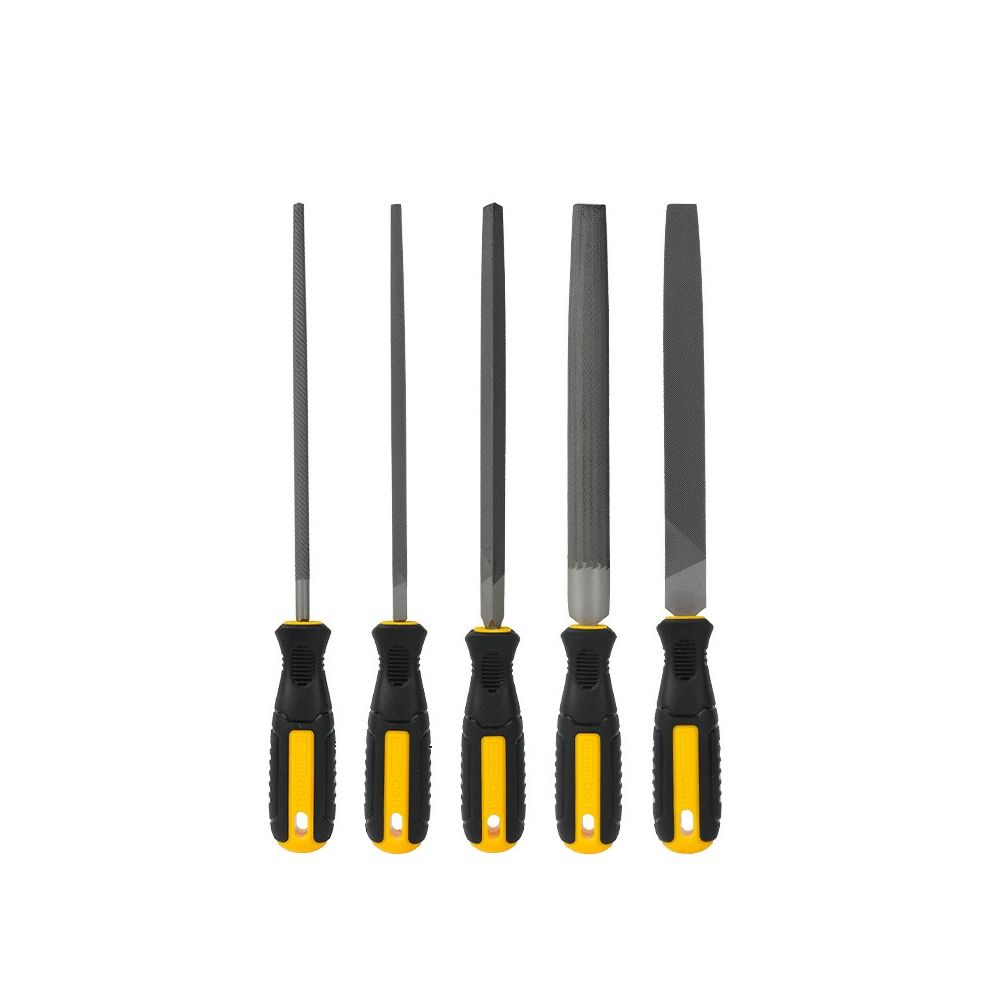 Комплект пили Deli TOOLS EDL352085, 8 ", Т12 стомана,ергономична гумирана дръжка, 5 бр., жълти