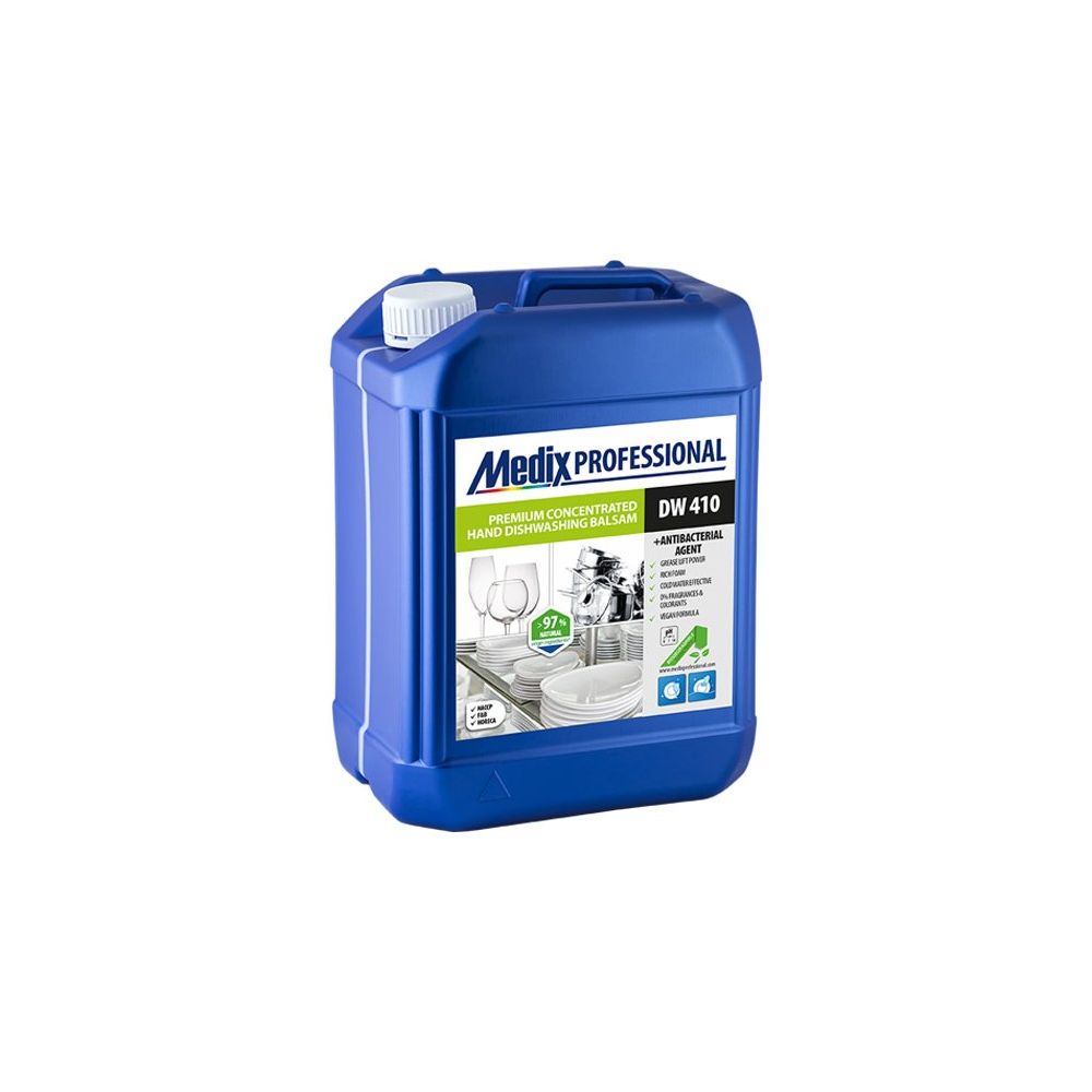 Препарат за съдове Medix Professional DW 410, концентрат, без аромат и оцветители, 5 л