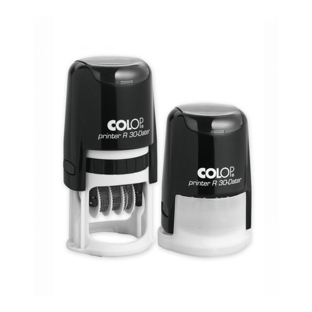 Датник Colop Printer R30, с цифри, височина на шрифта 4 мм, клише D30 мм, син тампон