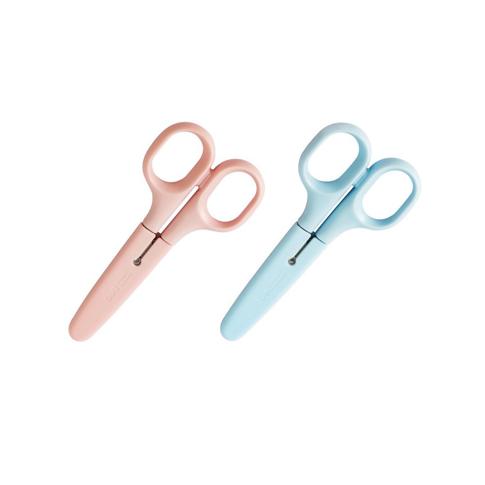 Детска ножица Deli Macaron, E6022A, 122 мм, цветни дръжки и предпазна капачка