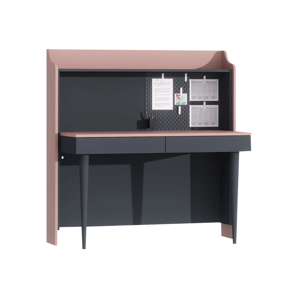 Детско бюро с надстройка Valencia, 1200х610х1300 мм, ПДЧ 18мм, черно и розово