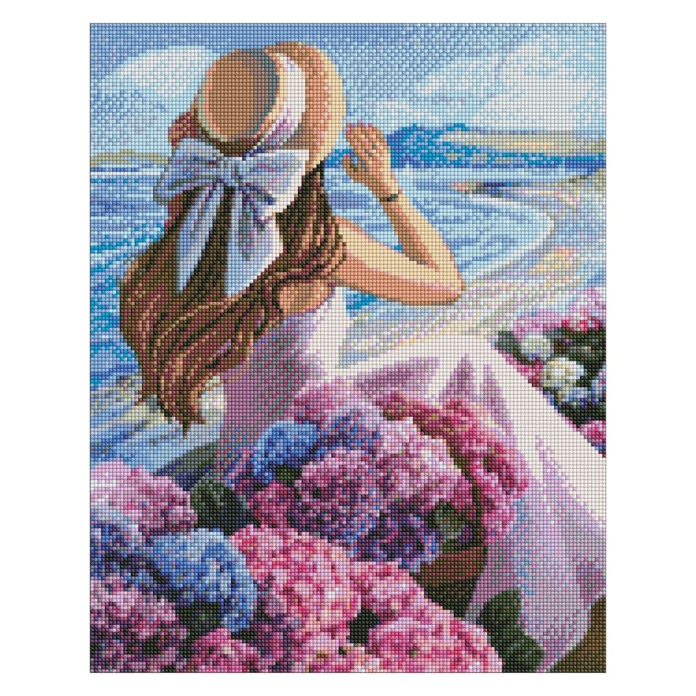 Диамантена мозайка IDEYKA, с подрамка, FLOWERING COAST/Цветен бряг, 40х50 см