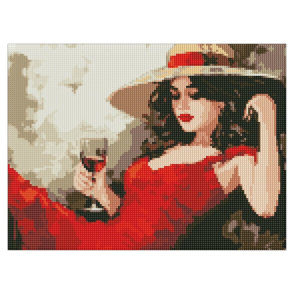 Диамантена мозайка IDEYKA, с подрамка, GIRL IN A HAT/Жена с шапка, 30х40 см